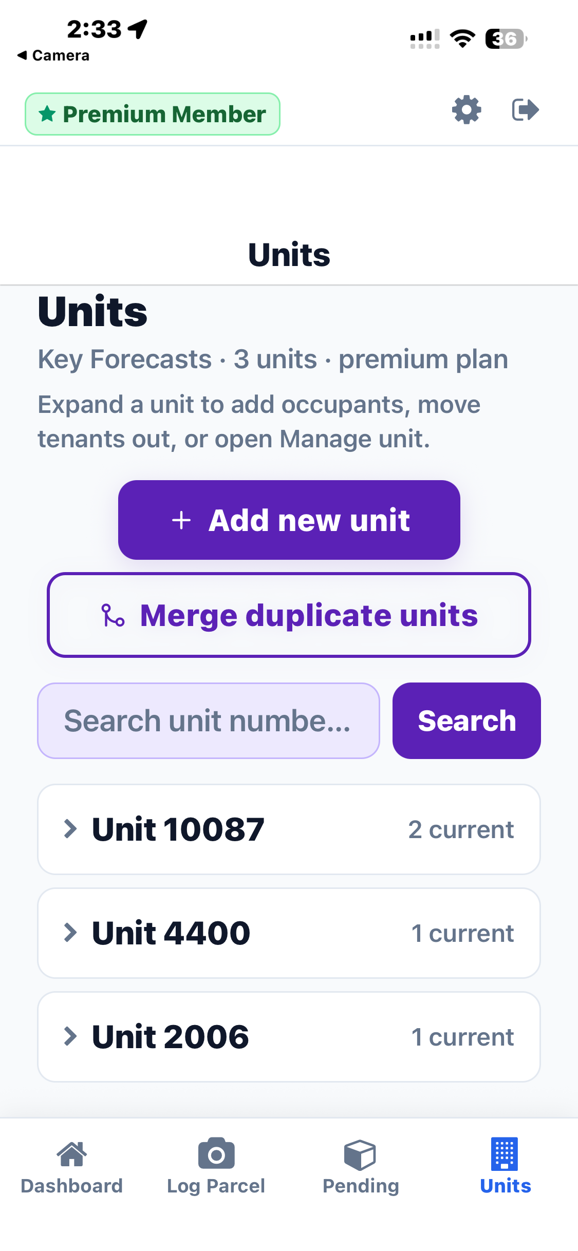 Unit and tenant management